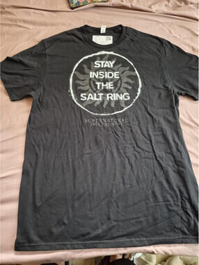 Supernatural Stay Inside the Salt Ring Men's Graphic T-Shirt Black Cotton Size L